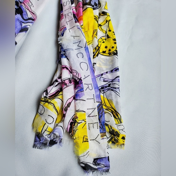 NWT$725 Stella McCartney Horse-Print Cotton-Silk Sarong Shawl Scarf Fringe Wrap - Picture 15 of 16